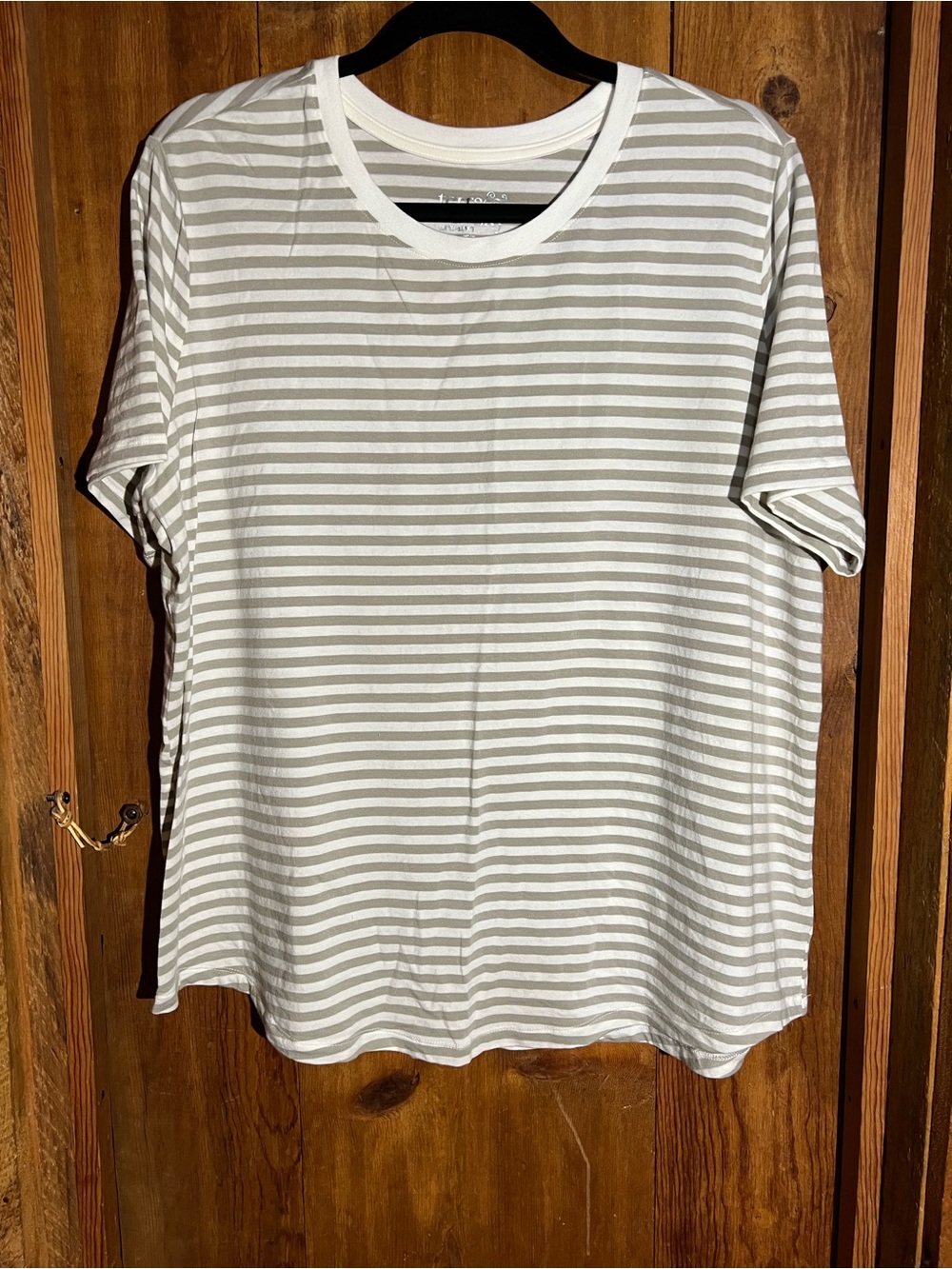 Terra & Sky Striped Short-Sleeve Crewneck Top - White & Tan